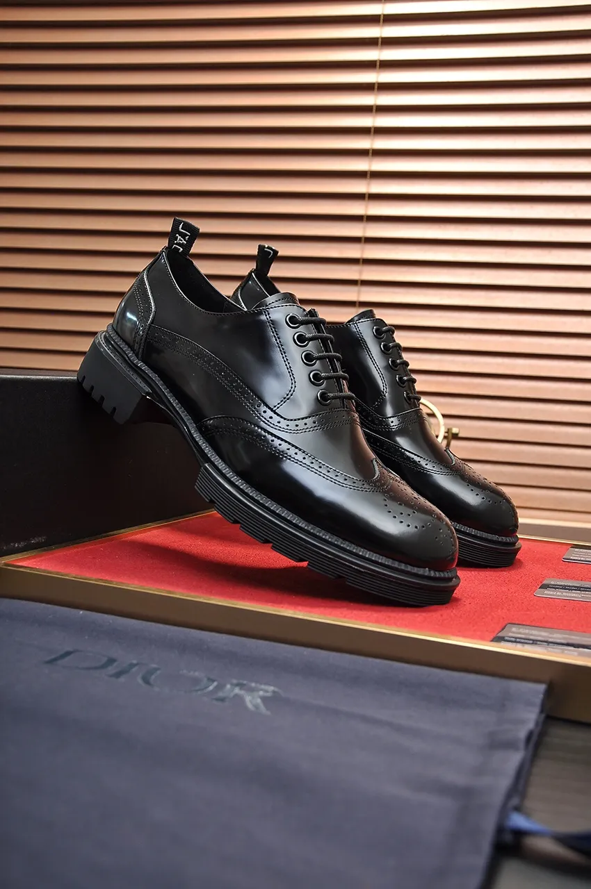 Men's shoes💰720💶【Dior】High-end goods Niuli Original order quality Dior —🆘.Dior original order purchasing, high-end leather shoes, fabric: imported from Italy open-edge beaded cowhide➕water-dyed cowhide/cowhide lining➕specially provided original outsole, fine workmanship, real-life shooting🎬size: 38-45 (45 customized)